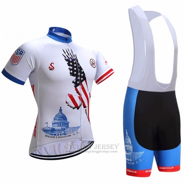 2018 Cycling Jersey USA White Short Sleeve and Bib Short
